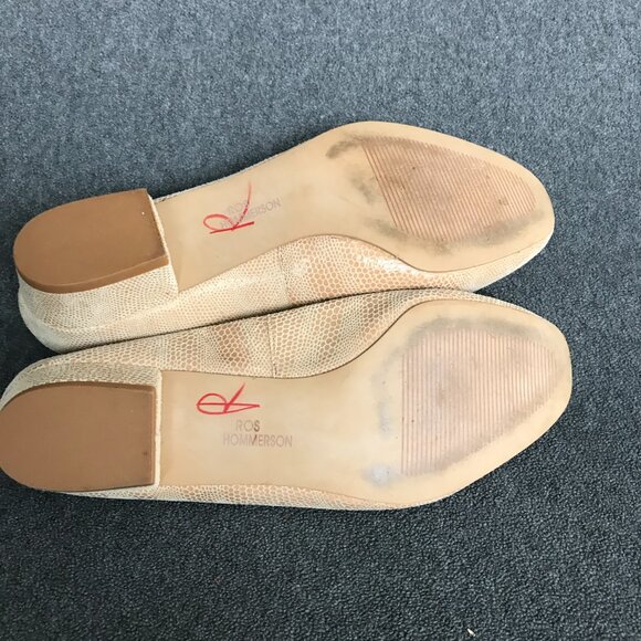 Ros Hommerson Taylor Nude Lizard Print Leather Loafers Womens Shoes Size 8.5 WW - Picture 12 of 13